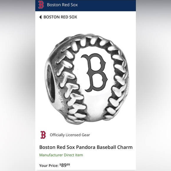 Retired Pandora x Boston Red Sox Baseball Bead Charm EUC - Picture 2 of 9